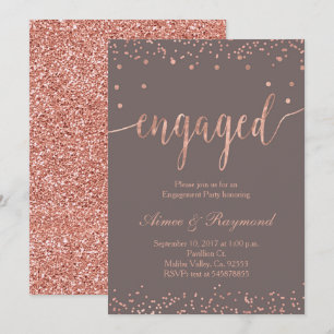 Rose Gold Engagement Party Invitation Card