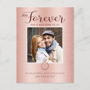 Rose Gold Engagement Photo Announcement Postcard