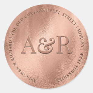 Rose Gold Envelope Sticker with Monogram