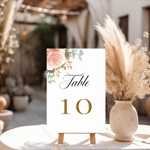 Rose gold eucalyptus greenery floral table number