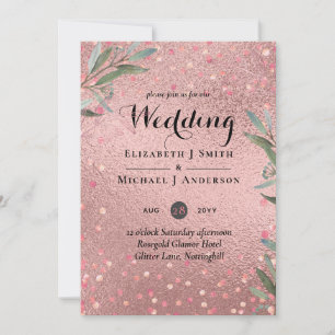 Rose Gold Eucalyptus Leaves Foil Look WEDDING