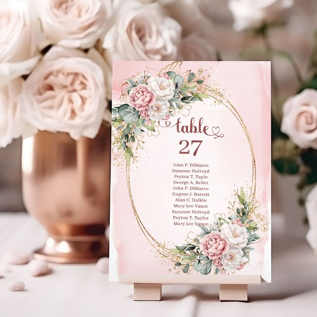 Rose Gold Eucalyptus Wedding Table Number Sign (Rose Gold Eucalyptus Wedding Table Number Sign)