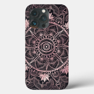 Rose Gold Eye Mandala Black Design iPhone 13 Pro Case