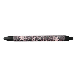 Rose Gold Eye Mandala Black Design Ink Pen