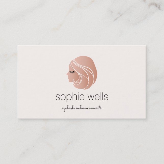 Rose Gold EyeLash Extensions and False Lash Girl Business Card (Front)
