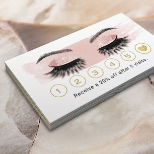 Rose Gold Eyelash Makeup Artist Blush Pink Loyalty Card