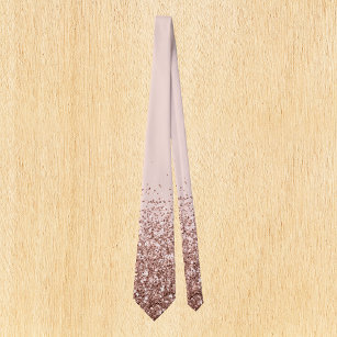 Rose Gold Fading Waterfall Ombre Glitter Tie