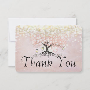 Rose Gold Fairy Lights Heart Leaf Tree Thank You