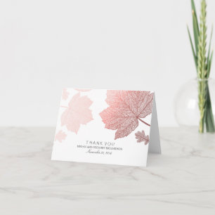 Rose Gold Fall Leaves Wedding Thank You