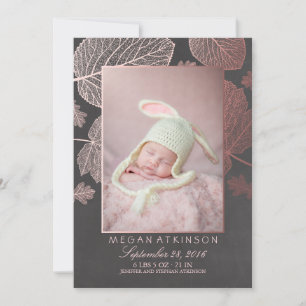 Rose Gold Fall Newborn Photo Birth Announcements