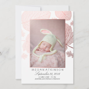 Rose Gold Fall Newborn Photo Birth Announcements