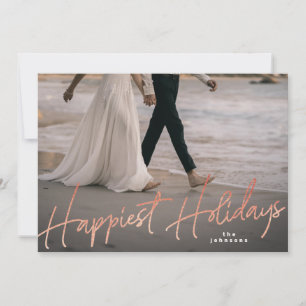 Rose Gold Family Christmas Happy Holiday Photo Card