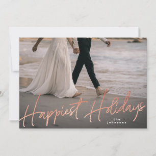 Rose Gold Family Christmas Happy Holiday Photo Card