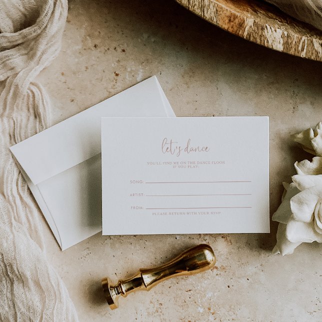 Rose Gold Fancy Script Wedding Song Request Card (Creator Uploaded)