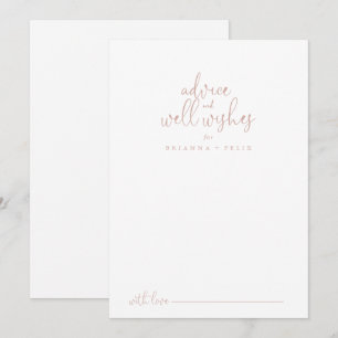 Rose Gold Fancy Script Wedding Well Wishes  Advice Card