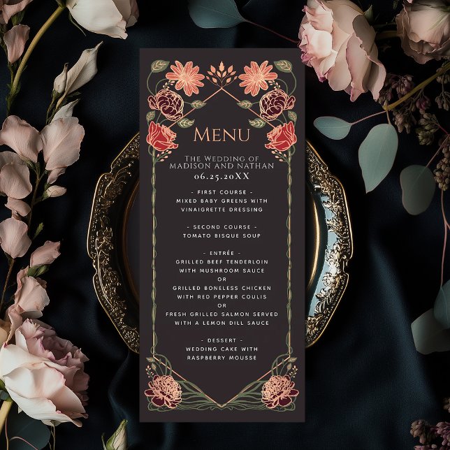 Rose Gold Fantasy Enchanted Floral Garden Wedding  Menu (Creator Uploaded)
