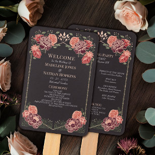 Rose Gold Fantasy Enchanted Garden Wedding Program Hand Fan