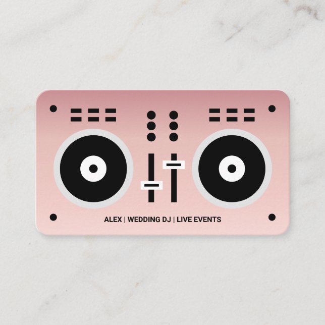 Rose Gold Faux 2020 DJ Controller Business Card (Front)