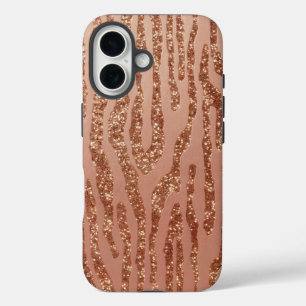 Rose Gold Faux Bois iPhone 16 Case