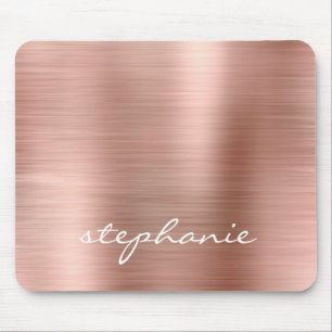 Rose Gold Faux Brushed Metal Personalised Mouse Mat
