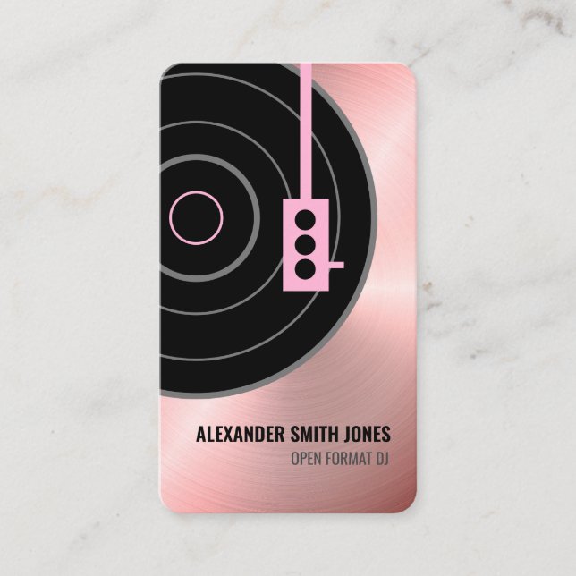 Rose Gold Faux DJ Business Card (Front)