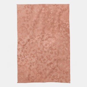 Rose Gold Faux Embossed Vintage Botanical Tea Towel