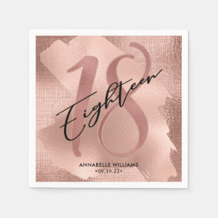 Rose Gold Faux Foil 18th Birthday Napkin