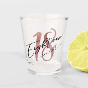Rose Gold Faux Foil 18th Birthday Shot Glass