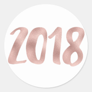 Rose gold faux foil 2018 stickers, round, small classic round sticker