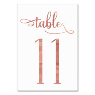 Rose gold faux foil 3.5x5 table number Table 11
