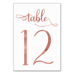 Rose gold faux foil 3.5x5 table number   Table 12