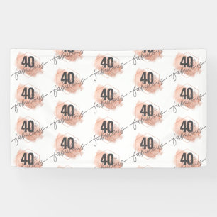 Rose Gold Faux Foil 40th Birthday Step & Repeat Banner