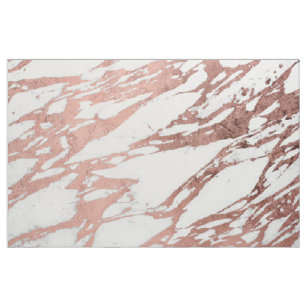 Rose Gold Faux Foil and White Marble Pattern Fabric