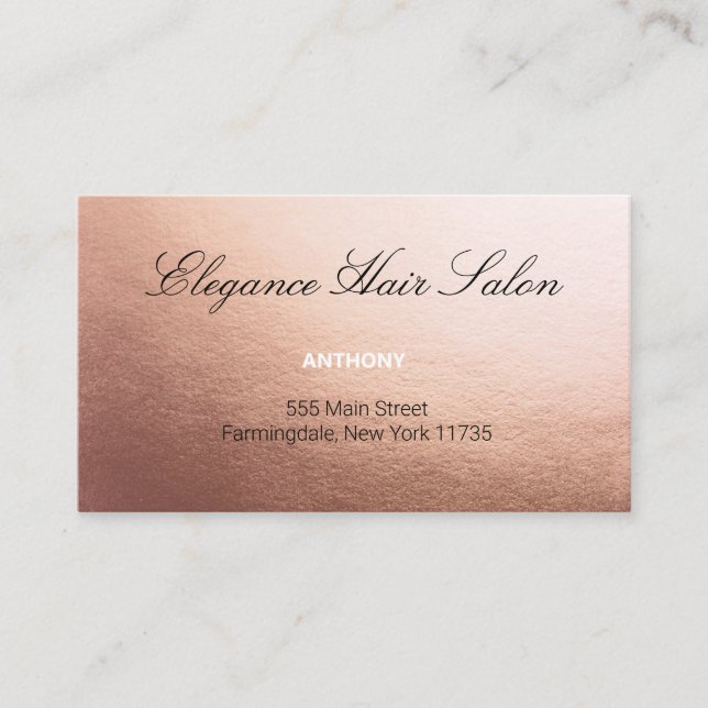 Rose Gold Faux Foil background business card (Front)