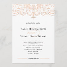Rose Gold Faux Foil Boho Chic Wedding Invitation