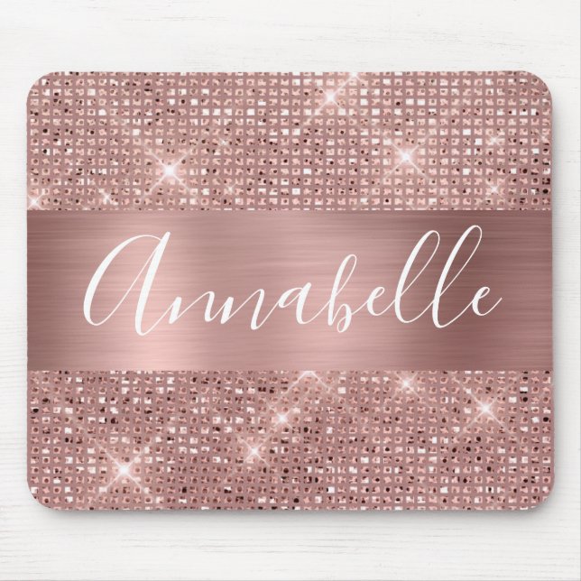 Rose Gold Faux Foil Chic Mouse Mat (Front)