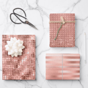 Rose Gold Faux Foil & Glitter Wrapping Paper Sheet