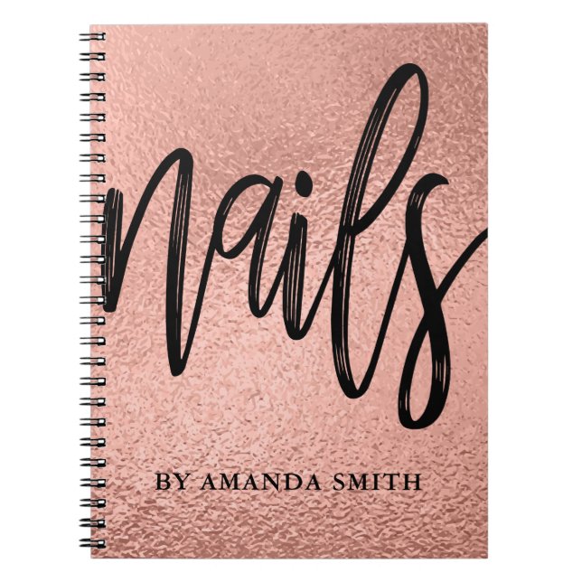 Rose Gold Faux Foil Nails Appointment Notebook (Front)