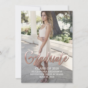 Rose Gold Faux Foil Photo Graduation Announcement