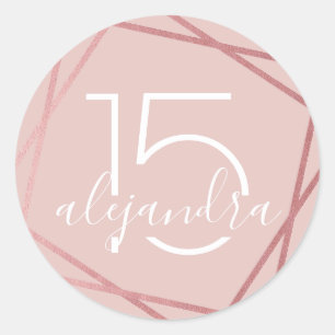Rose Gold Faux Foil Qunice Años Sticker Label
