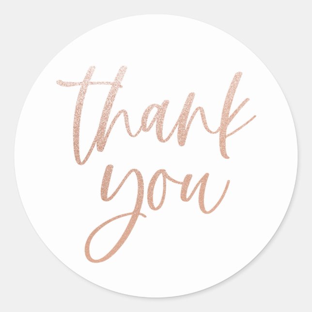 Rose gold faux foil thank you stickers (Front)