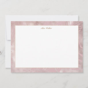 Rose gold faux foil tropical leaves monogram card
