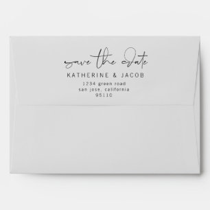 Rose gold faux foil tropical save the date envelope