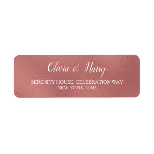 Rose Gold Faux Foil Wedding Return Address Labels