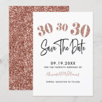 Rose Gold Faux Glitter 30th Birthday Party