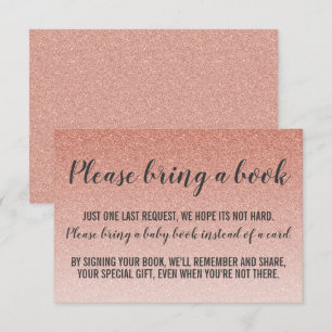Rose Gold Faux Glitter Baby Shower Bring Book Card