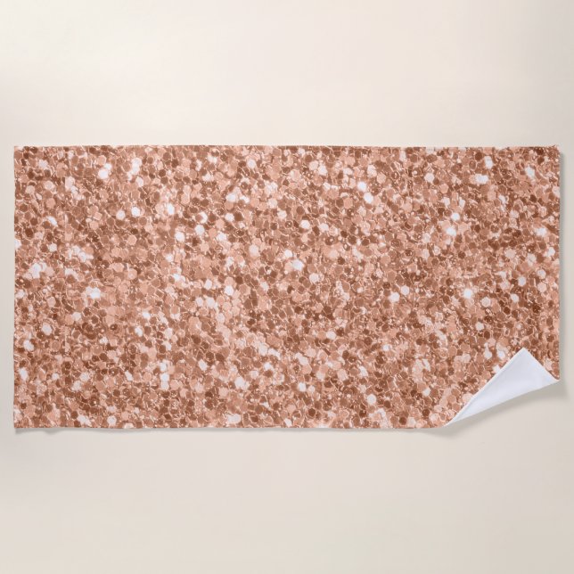Rose-gold faux glitter beach towel (Front)