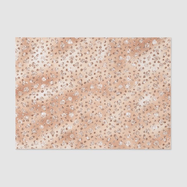 Rose Gold Faux Glitter Cheetah Spots Tissue Paper (Front)
