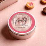 Rose Gold Faux Glitter & Foil 40th Birthday  Classic Round Sticker<br><div class="desc">Modern,  trendy 40th birthday sticker. Design features typography script ''forty'' ,  rose gold glitter drips,  faux foil and sparkly glitter background,  number 40 in trendy rose gold lettering ,  name and date.</div>