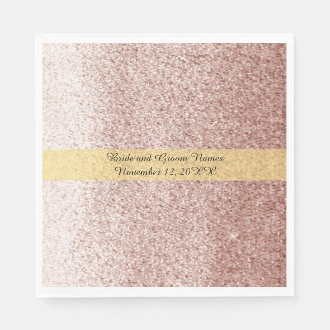 Rose Gold Faux Glitter Gold Band Napkin (Front)